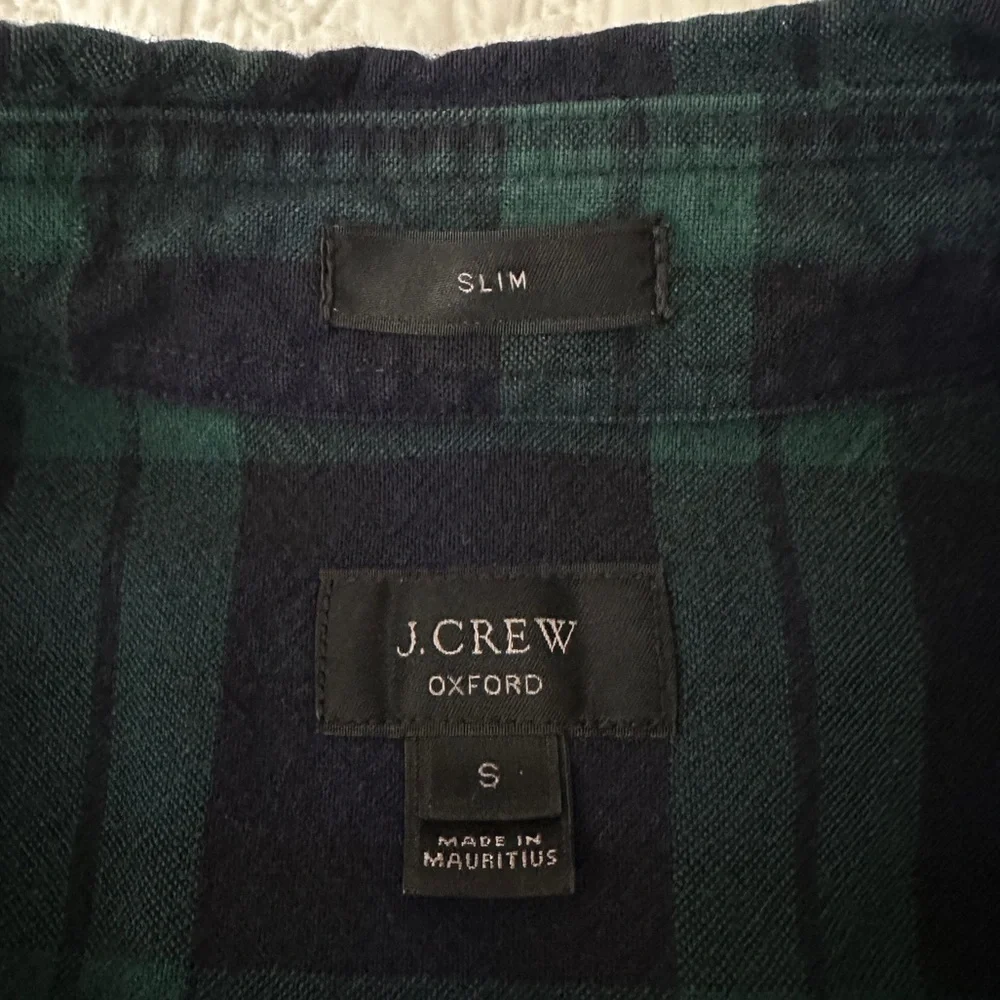 J. Crew Men's Black Watch Tartan Plaid Slim Fit Oxford Shirt Button Down S